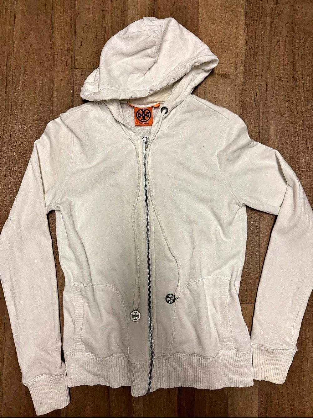 Tory Burch White Zip Hoodie Size Small